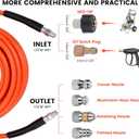 70FT Pressure Washer Sewer Jetter Kit, 5800 PSI Water Jet Drain Cleaner Hose with Corner Rotating Button Nose Nozzle, 1/4 Inch NPT, Sewer Jetter Nozzles Kit with Spanner Handle Strap