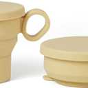 carrotez 2 pack Mini Silicone Collapsible Travel Cup for Camping, Hiking, Backpacking, and Picnics, 6 oz, Reusable, Food-grade, BPA- Free, Lightweight, Unbreakable, Portable, Small Size - Yellow Butter