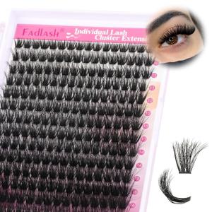 FADLASH Lash Clusters 100D Thick Eyelash Clusters Volume Cluster EyelashExtensions 8-16mm Individual Lashes C Curl Lash Extension Clusters 3D Effect (100D-0.07-C,8-16mm)