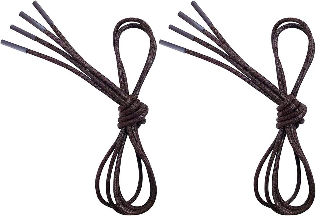 VSUDO 2 Pairs Waxed Round Dress Shoe Laces for Mens Dress Shoes, 1/8" Thin Business Oxford Shoelace/Shoe Strings