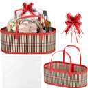 Reallnaive 1 Set Empty Gift Baskets Large Woven Bamboo Basket for Valentine's Day DIY Birthday Party Empty Gift 15.75 x 7.87 x 6.3 Inch, Bows and Cellophane Wrap Bags
