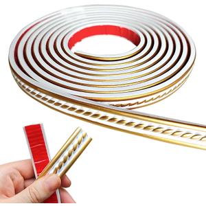 Peel and Stick Molding Trim Self Adhesive Flexible Wall Trim Crown Molding 3D Strip for Tile Wood Wall Panels Picture Mirror Frame Border Edge Corner Ceiling Wallpaper Decor (White Gold, 120in)