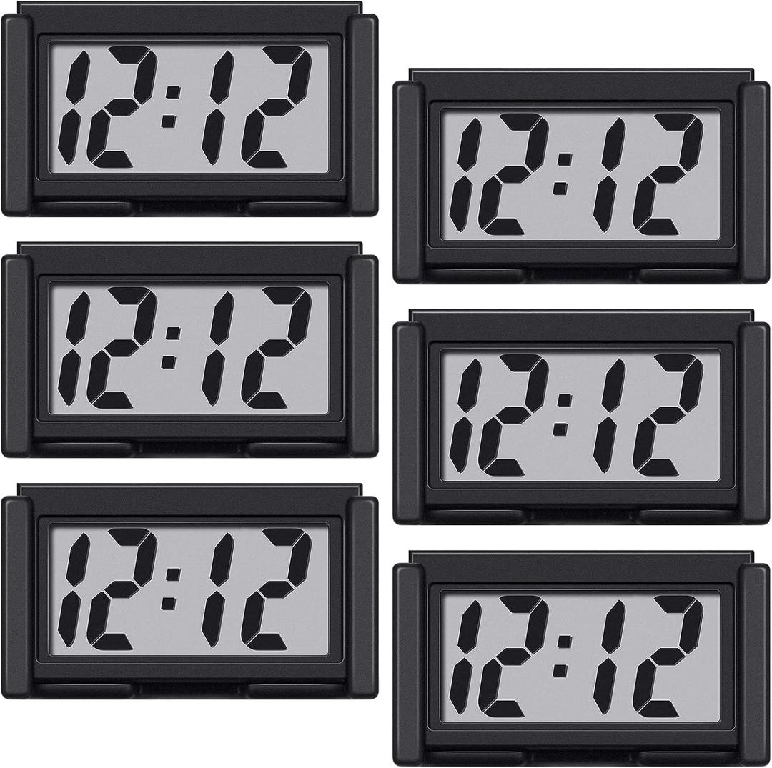 Car Dashboard Digital Clock - with Jumbo LCD Time & Day Display - Mini Automotive Stick On Watch for Car Truck Dashboard & Air Vent (Black-6)