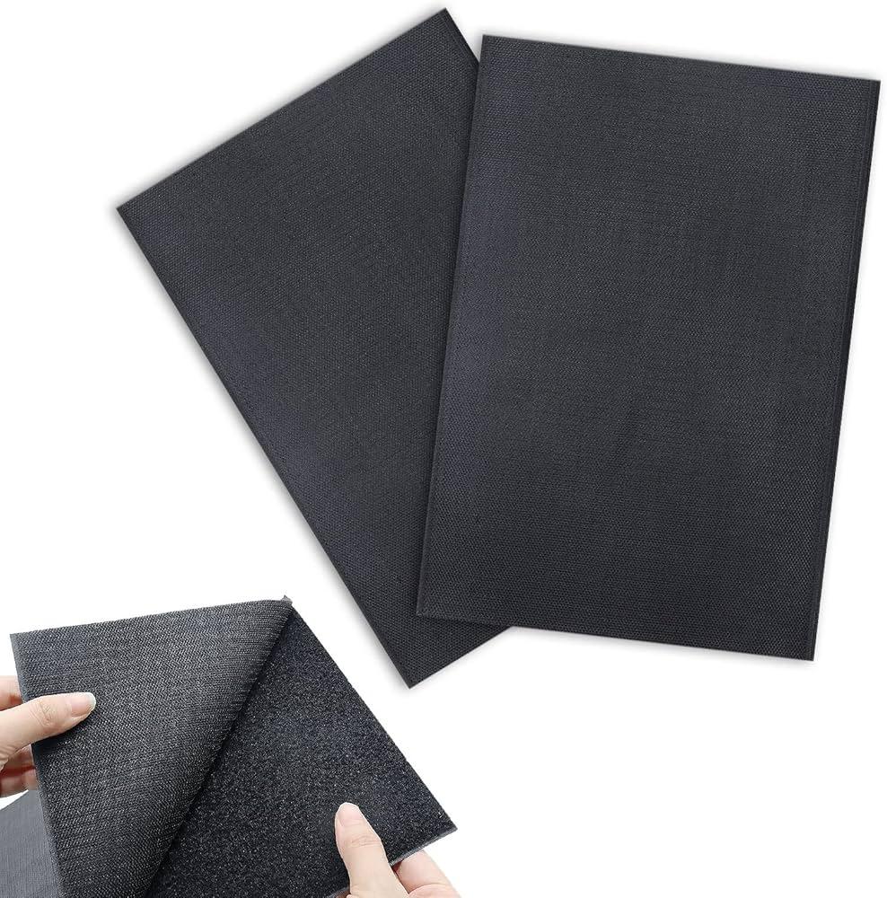 20 x 30 cm Velcro Sew On Tape Black Non-Adhesive Nylon Fabric Fastener for Sewing (Pack of 2)