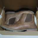 IXU Cowboy Boots For Men Square Toe Ankle Boots Western Chelsea Boot Casual Dress Slip On Men Shoes (10 Wide, Khaki)