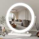 ROLOVE 13 Inch Vanity Mirror with Lights, Round Make Up Mirror with Lighting, LED Mirror Makeup Mirror with Lights for Bedroom Tabletop, Smart Touch Control, 360° Rotation (White)