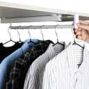 BaiNong Pull Out Closet Rod - White, 19-1/4 Inch, Telescopic Trouser Rack for Shallow Cabinet, Organize Pants and Clothes