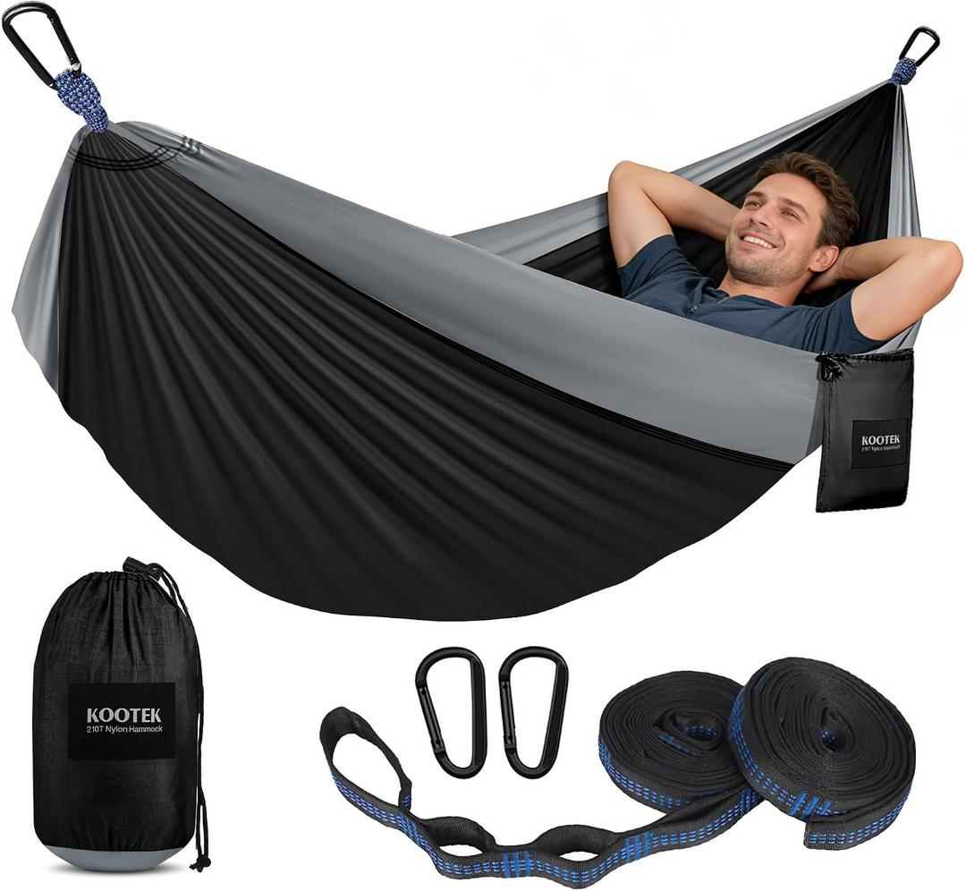 Kootek Camping Hammock, Portable Hammocks with Tree Straps & Attached Carry Bag, Camping Essentials Gear, Perfect for Outside Indoor Hiking Beach Backpack Travel