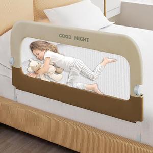 Deeteck Bed Guard Rail for Toddlers  32" Adjustable Heights & Folding up Portable Bed Railing for Baby  Toddler Bed Rails Guard for Crib, Twin, Bunk,Full Size, Queen & King Bed