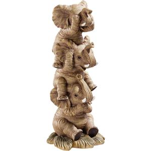 Design Toscano NG33769 Hear-No, See-No, Speak-No Evil Stacked Elephants Collectible Statue, Single,Medium (Twin)
