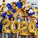 Leesoot All In One 136pcs Royal Blue & Gold Balloons Arch Garland Kit, 18/12/10/5 inch Latex Balloons for Celebration Graduation Festival Birthday Party Baby Shower Decoration