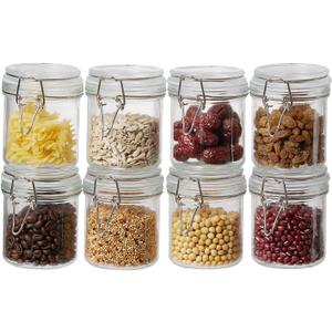 ODBCYWM 10oz Glass Food Storage Jars with Airtight Lids, Set of 8  Clear Preserving Seal Wire Clip Fastening Canisters for Kitchen Canning, Flour, Cereal, Pasta, Sugar, Beans, Pickling Jars (10oz8)