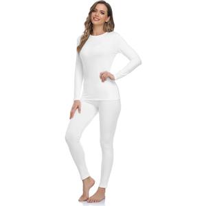 WEERTI Thermal Underwear for Women Long Johns with Fleece Lined, Base Layer Women Cold Weather Top Bottom (Medium, White)