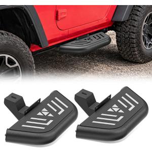 for JK Side Steps Small Running Boards Compatible with 2007-2018 Jeep Wrangler JK JKU Unlimited 2 Doors, Heavy-Duty Steel Nerf Bars Bolt-on Step Plates (2PCS, Black)