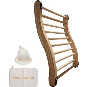 Red Cedar Sauna Backrest for Barrel or Infrared Sauna Slip-Resistant, Non-Toxic, Comfortable S-Shape Design - Cedar Sauna Accessories with Felt Sauna Hat and Seat Pad (1 Pack)