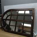 AMOISE Arched Wall Mirror with Wood Window Pane Frame, 26 x 38 Inch, Brown