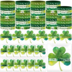 XunYee 60 Sets St. Patrick's Day Shamrock Bracelet Party Favors for Guest St. Patrick's Day Lucky Silicone Wristband Irish Blessing Cards and Bags Irish Party Gift for Women Family Friends Colleagues
