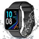 Fitness Tracker Watch with Heart Rate Monitor, Large Screen Activity Tracker with Pedometer, Sleep Monitor, Calories & Step Counter, 5ATM Waterproof Smart Watch for Women Men Fitness Watch for Sports (Black)