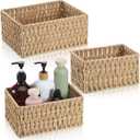 3 Pack Wicker Baskets for Organizing, Toilet Tank Basket for Bathroom, Hand-Woven Paper Rope Wicker Baskets, Toilet Paper Storage Basket for Toilets Tank Top for Shelves