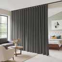 RYB HOME 100%Blackout Room Divider Curtain, Thermal Insulated&Privacy Assurd Extra Wide Curtain for Bedroom/Living Room, Thick Drape with Adjustable Hooks for Ceiling Mounted, W100xL84, Grey, 1 Panel