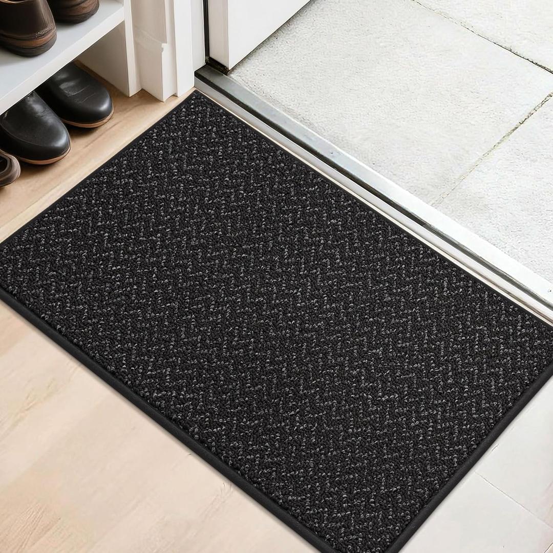 COSY HOMEER-Door-Mat 20" x 32" Non Slip Absorbent Entryway Rugs Dirt Trapper Doormats Washable Entrance Mats Low Pile Welcome Floor Mat for Front Back Door and Entry Mats,Black