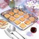 Stainless Steel Baking Sheet Pan Set of 2,11.6 x 15.6 inch Nonstick Bakeware Baking Sheet Toaster Oven Tray Pans Heavy Duty Cookie Sheets for Baking,Roasting,Kitchen
