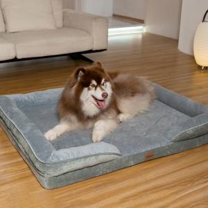 Orthopedic Dog Bed - Superior Rebound Foam, Waterproof & Urine - Resistant, Machine Washable Cover, Chew - Proof & Non - Slip for Large Breeds (35.0"L x 25.0"W x 6.5"Th, Deep Grey)