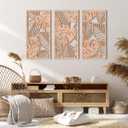 IARTTOP Large Wood Tropical Wall Art 15.9X32 Inch Carved Palm Leaves Wall Decor Coastal Leaf Monstera Plant Wall Sculptures for Living room Bedroom Set of 3, 16 x 32 inches