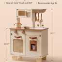 ROBOTIME Play Kitchen with Pretend Ice Cube Dispenser for Kids, Wooden Kids Kitchen Playset, Toy Kitchen Set for Toddler Age 3 4 5 6 (Mocha)