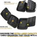 Cable Organizer Bag - Travel Cord Organizer Bag with Unique Flat Open Design - Foldable Electronic Organizer Travel Case for Cords, Chargers, Adapters (Black)