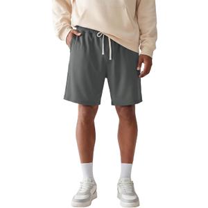 Mens Modal Athletic Gym Shorts 7 inch Air Layer Zipper Pocket Elastic Waist Casual Pajama Jogger Workout Short Pants (Large, Dark Gray)