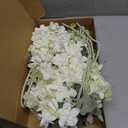 16Pcs White Delphinium Artificial Flowers 33.5'' Long Stem Silk Larkspur Flowers Bulk Faux Silk Flowers for Tall Vase Wedding Table Centerpieces Home Garden Outdoor Decor, White