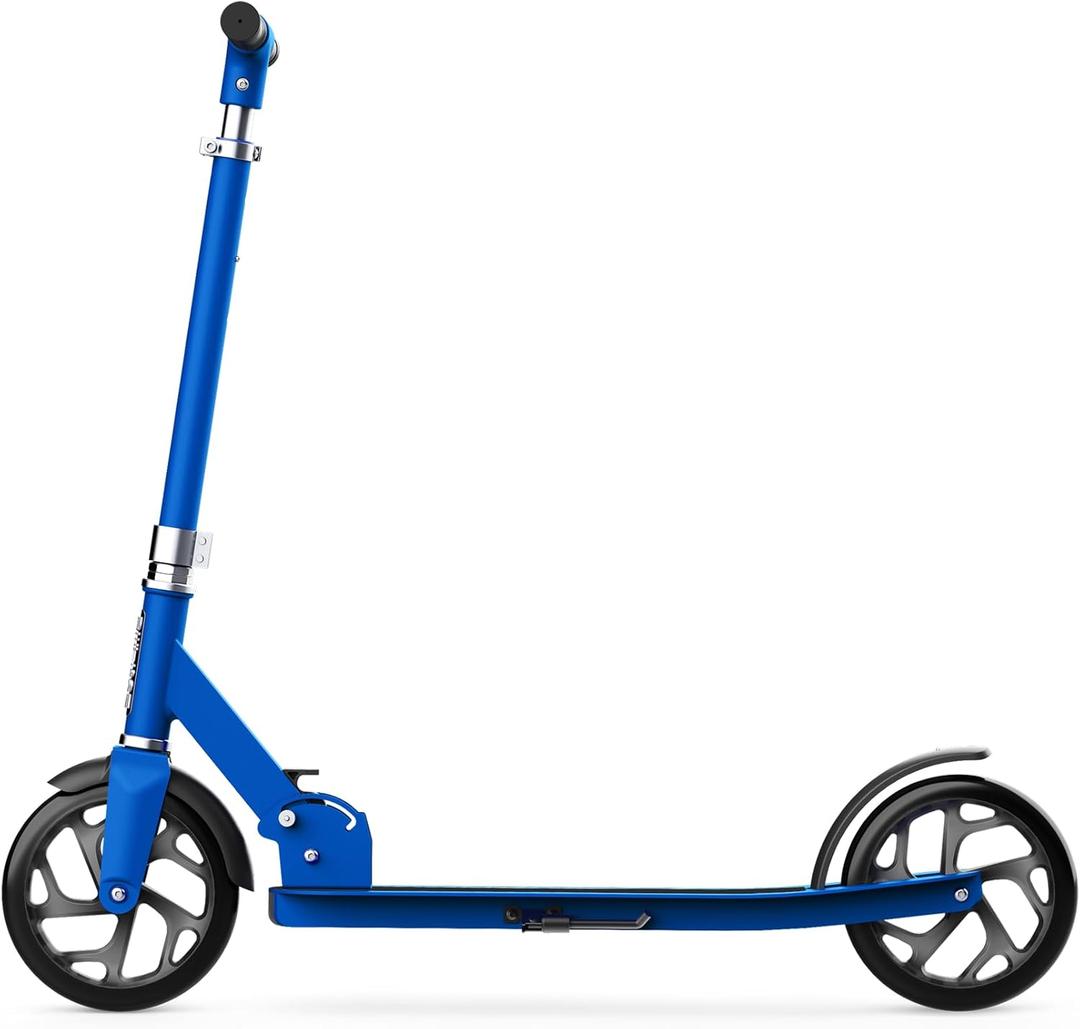 Jetson Jupiter Jumbo 2-Wheel Kick Scooter, Sturdy Wide Deck, Height Adjustable Handlebar, Rear Brake, Easy-Folding Mechanism, 8 inch wheels (Hex Blue)