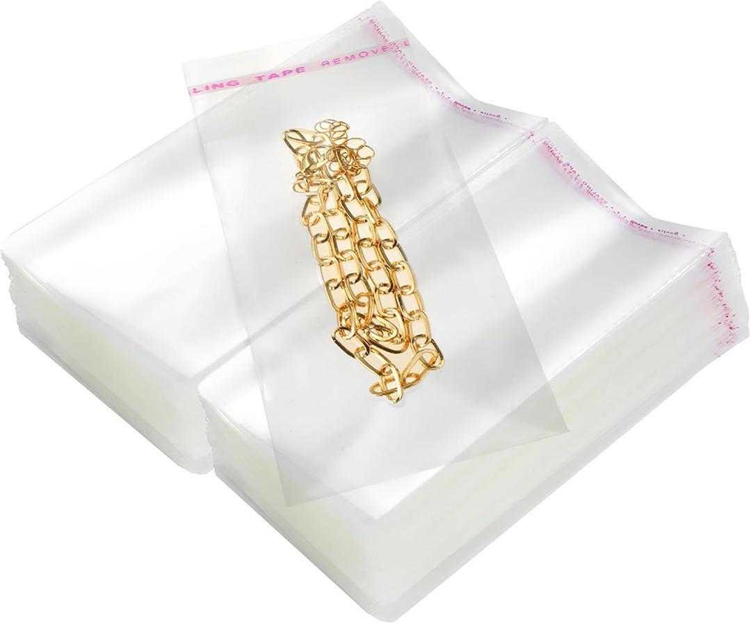 RONSBILL 400PCS 2x4 Inches 3.2Mil Small Clear Self Sealing Cellophane Bags Mini Jewelry Bags Self Adhesive Resealable Cellophane Bag for Packaging Jewelry Party Favors Candy Thick