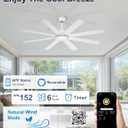 60 Inch Ceiling Fans Without Lights - 8 Blades White Ceiling Fan Remote/APP Control, Reversible Garage Ceiling Fan for Shop Living Rooms