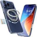 TORRAS 360 Magnetic Stand for iPhone 17 Pro Case, [Fit for MagSafe] [Rotatable Ring Kickstand] [4X Mil-Grade Shockproof] Slim Phone Cover, Camera Button, Crystal Clear, Transparent, Ostand O3 Fitness