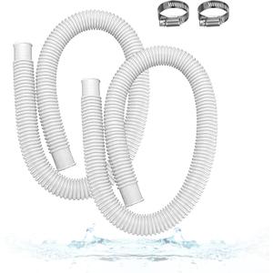 1.5" x 59" Pool Hoses for Above Ground Pools 2-Pack Pool Pump Replacement Hose with 8 Clamps, Compatible with Intex, Coleman, Summer Waves Pool Pumps & Filters (White 2pcs-1.5)