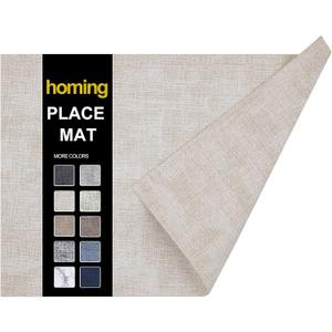 homing Faux Leather Heat Resistant Placemats 6 Packs, Waterproof Wipeable Dining PU Place Mats for Indoor & Outdoor, Easy to Clean, Beige