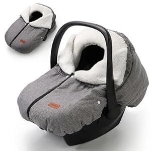 TinlyFinly Winter Car Seat Cover for Baby Car Seat and Stroller, Cold Weather Infant Carseat Canopy, Waterproof and Easy Access, Protect Baby Boys Girls from Cold Wind (Grey)
