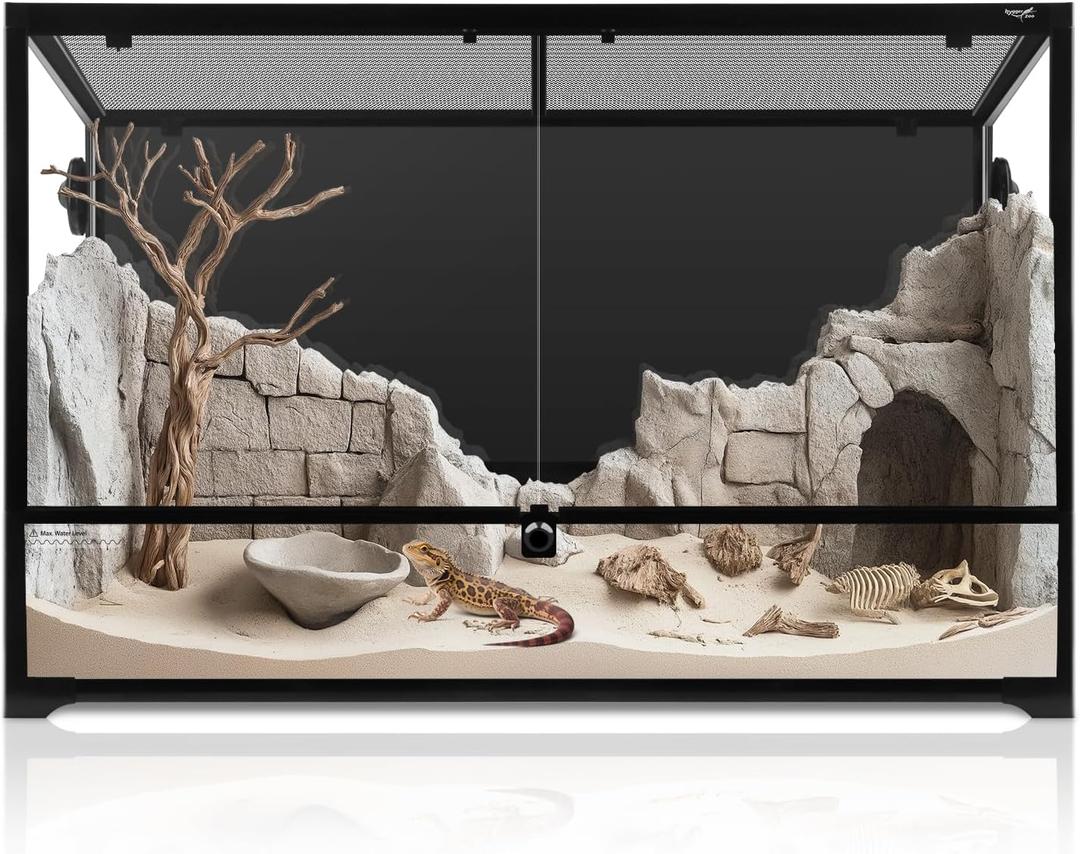 67 Gallon Reptile Tank Large Full Glass Terrarium, Bearded Dragon Tank Front Opening Reptile Enclosure Cage with Anti Escape Ventilated Top Lid for Snake Gecko Lizard Turtle 36''x18''x24''