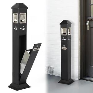 AIWFL Metal Vertical Trash Bin Outdoor Trash Cans Holder Waste Containers 1.2M Ash Bin w/Key, 47.24"L x 10.43"W x 9.05"H (Black)