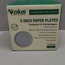 Vplus 125 Pack 6 inch Paper Plates 100% Compostable, Heavy-Duty Disposable Paper Plates Bagasse Natural Biodegradable Eco-Friendly SugarcaneWhite