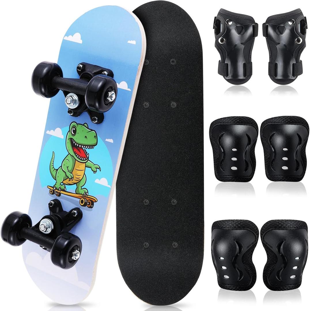 Honoson 7 Pcs Skateboard for Toddlers Beginners Knee Elbow Pads Wrist Guards Gear Set