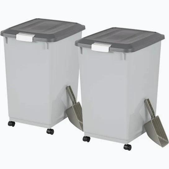 IRIS USA Dog Food Storage Container, 2-Pack, Up to 54 lbs, Gray