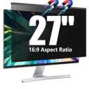 Magnetic Computer Privacy Screen Filter 27 inch for 16:9 Widescreen Monitor Desktop PC, 27in Hanging Removable Anti Blue Light Glare Eye Protection Shield, Anti Spy Screen Protector Panel