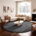 Ophanie Round Rug 6Ft Grey Circle Area Rugs, Fluffy Fuzzy Large Bedroom Carpet 6 foot, Plush Shag Solid indoor Floor Gray Living Room Christmas Circular Aesthetic Decor for Kids Teen Boys Baby,Nursery