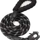 GEIT 2/4/5/6FT Dog Leash, Heavy Duty Rope Leashes, Reflective Nylon Pet Lead with Aluminum Quick Release/Locking Tactical Frog Clip for Small Medium and Large Dogs, Black, 1/2 inch