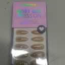 BTArtbox Press On Nails Almond - Medium Soft Gel Chrome Nails, Glue On Nails with Nail Glue, Reusable Stick On Nails in 16 Sizes - 32 Soft Gel Fake Nails Kit, Nuts Glazed