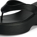 Yavero Women's Platform Flip Flop Sandals Comfortable Wedge Thong Sandals with Square Toe, Casual Summer Sandals Black 6.5