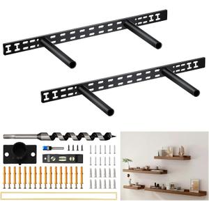 22 in Floating Shelf Hardware - 22"x8" Wall Mounted Hidden Brackets, 2Pcs Thickened Solid Steel Floating Shelf Brackets 3-Year Service